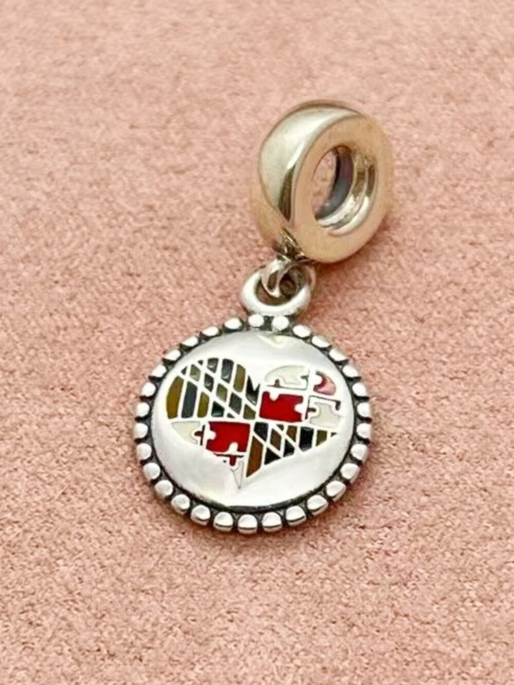 Pandora Maryland Flag Heart Dangle Charm
